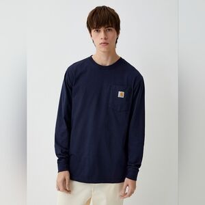 Carhartt Men's Deep Blue Long Sleeve Tee Size XL 100% Cotton